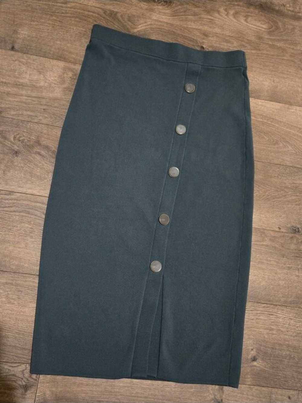 Reiss Hatty Dark Green Button-Front Pencil Skirt
